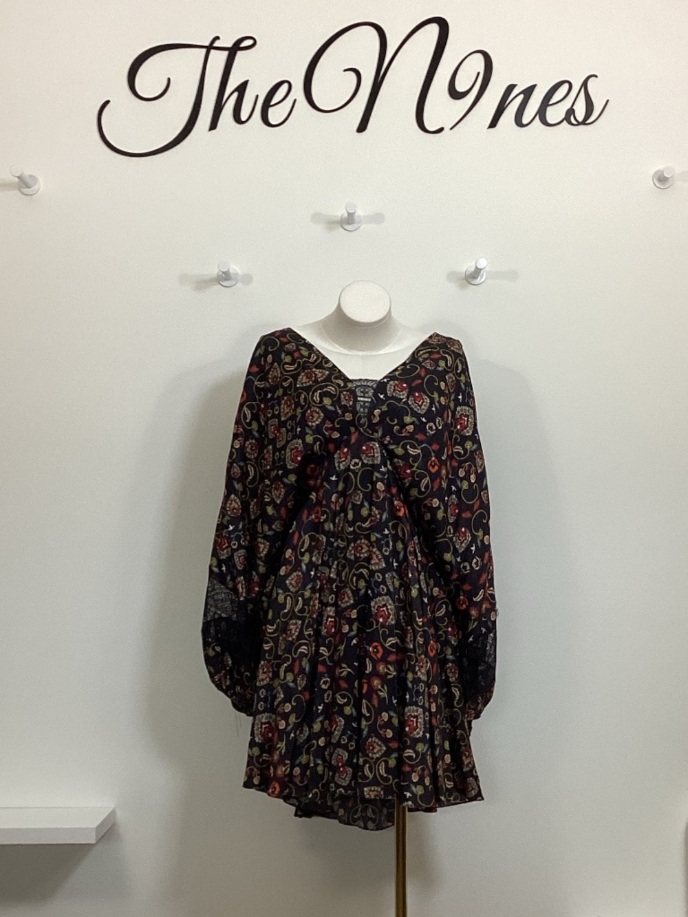 Sachin & Babi Black Textured w/ Lace Detail Boho Baby Doll Dress XL NWT